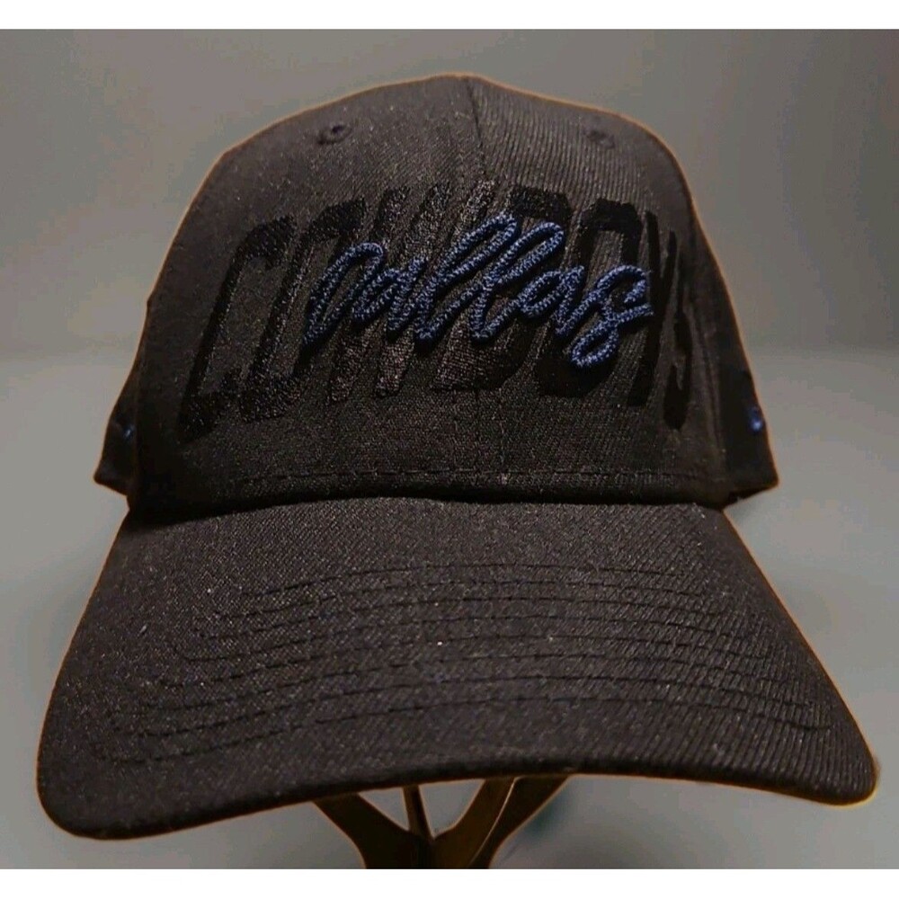 VTG New Era 39THIRTY Dallas Cowboys Cursive! Black/Navy NFL Flex Size L/XL READ